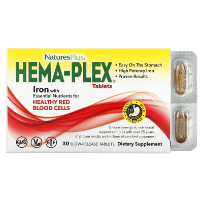 Nature's Plus Hema-Plex 30 таблеток с длительным высвобождением
